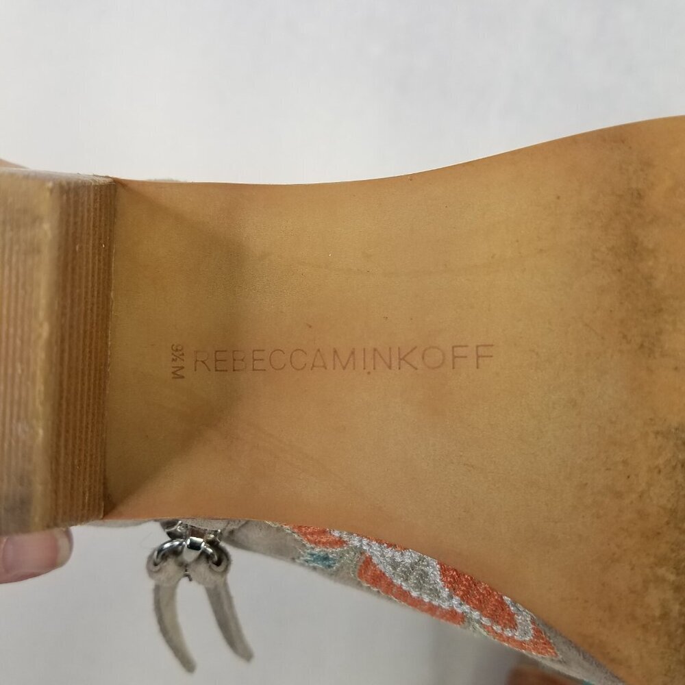Rebecca Minkoff Lulu Too Boot 9.5 Grey Suede Embroidered Ankle Zip Boho Cowgirl - Picture 12 of 16